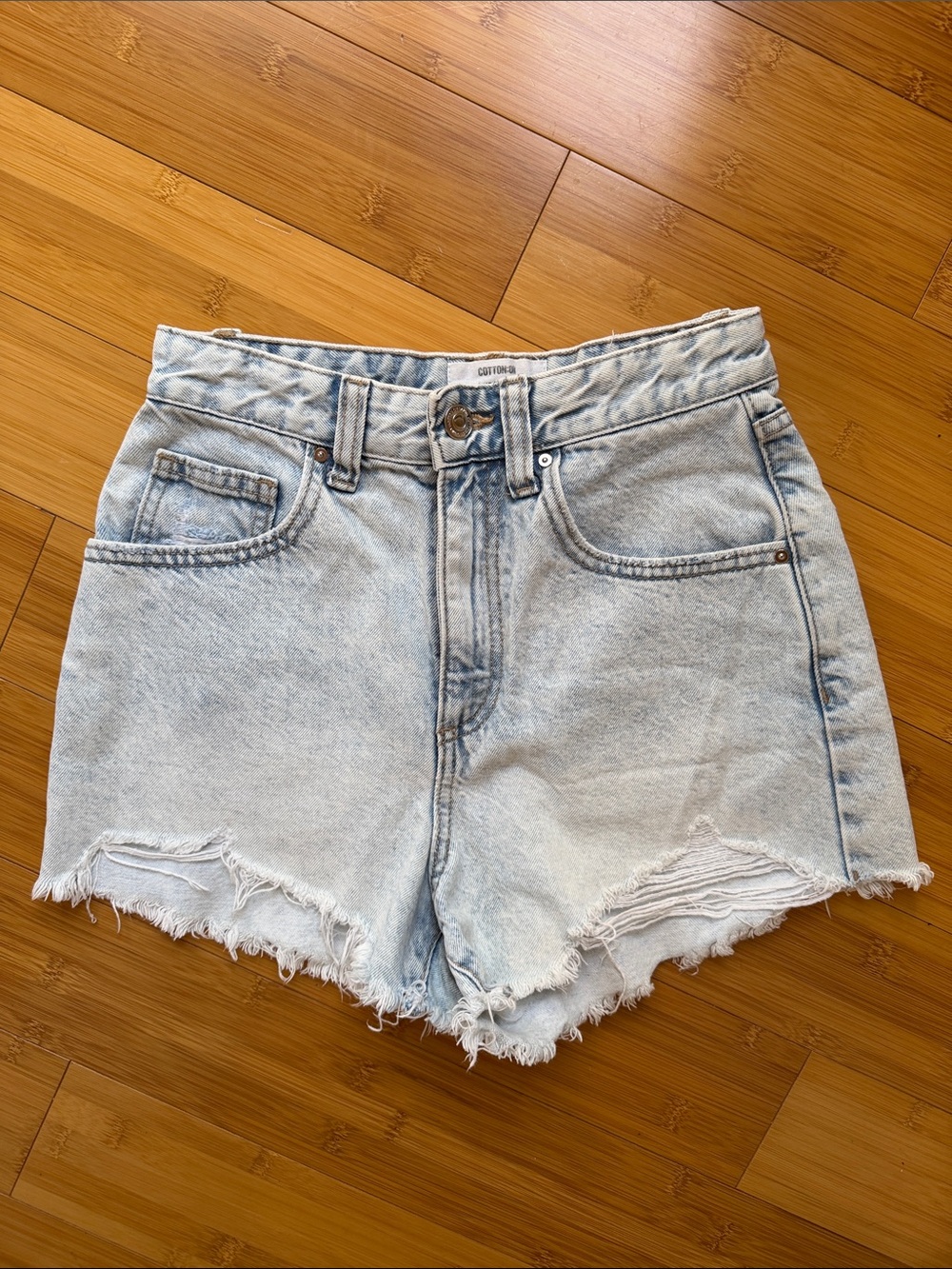 Cotton On Light Blue Distressed Denim Shorts